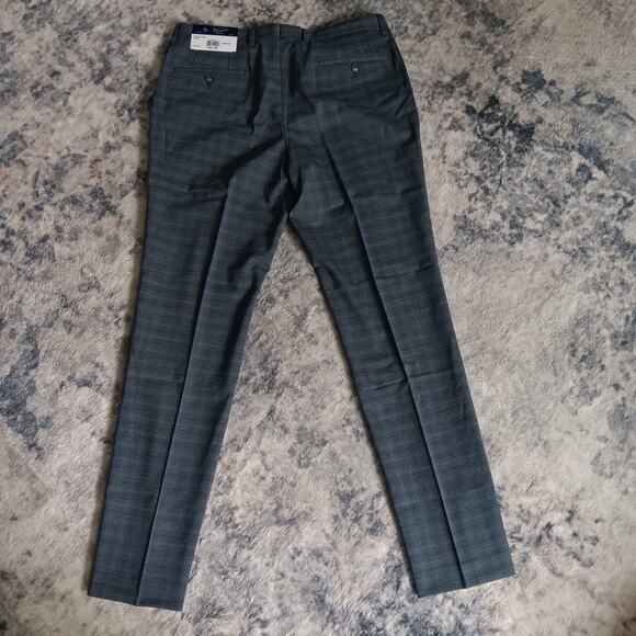 Penguin Original Men's Plaid Suit Pants Stretch Slim Fit 33x32 Grey/Blue NWT - Picture 5 of 9